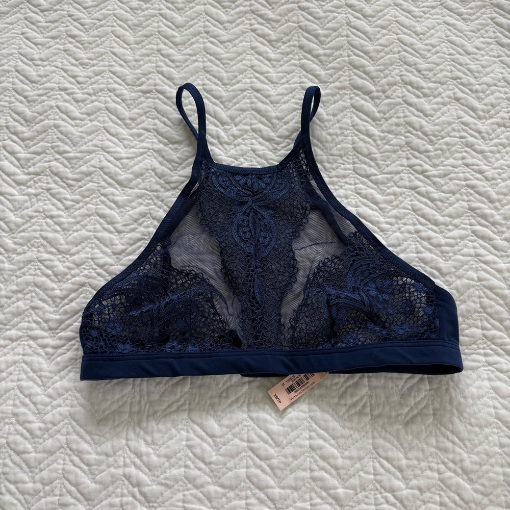 Victoria’s Secret Navy Lace Halter/Racerback Bralette